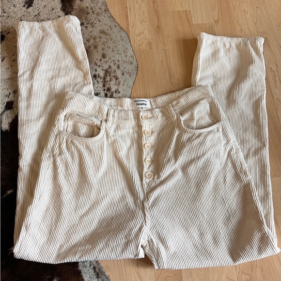 REFORMATION Cream Cynthia High Rise Straight Corduroy Pants In Bone Size 30 - Picture 4 of 11